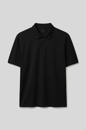 Siyah Polo Yaka Büyük Beden Battal Erkek T-Shirt - 88511