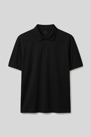 Siyah Polo Yaka Büyük Beden Battal Erkek T-Shirt - 88511