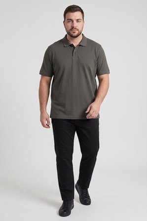 Haki Polo Yaka Büyük Beden Battal Erkek T-Shirt - 88511