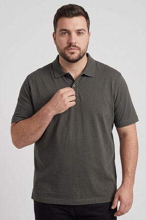 Haki Polo Yaka Büyük Beden Battal Erkek T-Shirt - 88511