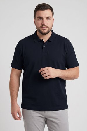 Lacivert Polo Yaka Büyük Beden Battal Erkek T-Shirt - 88511