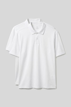 Polo Yaka Büyük Beden 2li Paket Beyaz Erkek T-Shirt - 88511