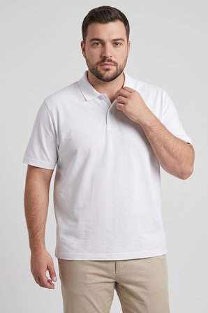 Polo Yaka Büyük Beden 2li Paket Beyaz Erkek T-Shirt - 88511