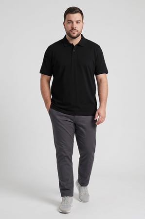 Polo Yaka Büyük Beden 2li Paket Siyah-Beyaz Erkek T-Shirt - 88511