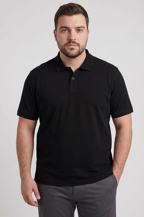 Polo Yaka Büyük Beden 3lü Paket Siyah-Beyaz-Haki Erkek T-Shirt - 88511