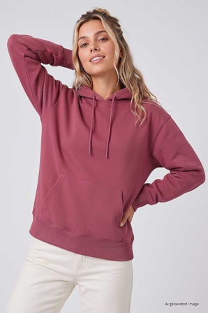 Yaban Gülü Standart Kapüşonlu Kanguru Cepli Basic Kadın Sweatshirt - 97321