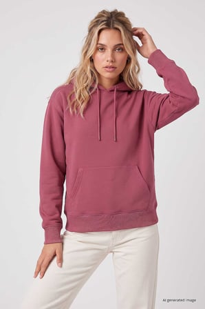 Yaban Gülü Standart Kapüşonlu Kanguru Cepli Basic Kadın Sweatshirt - 97321