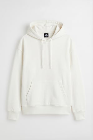 Ekru Standart Kapüşonlu Kanguru Cepli Basic Kadın Sweatshirt - 97321