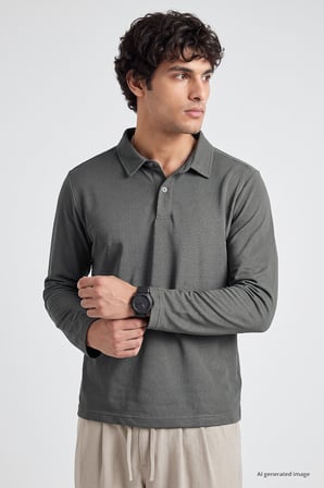 Haki Rahat Form Basic Erkek Polo Yaka T-Shirt - 88512