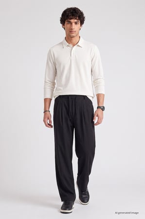 Ekru Rahat Form Basic Erkek Polo Yaka T-Shirt - 88512