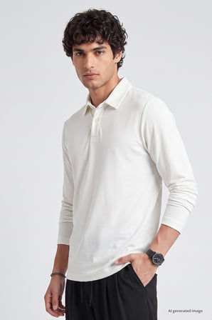 Ekru Rahat Form Basic Erkek Polo Yaka T-Shirt - 88512