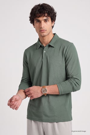 Açık Yeşil Rahat Form Basic Erkek Polo Yaka T-Shirt - 88512