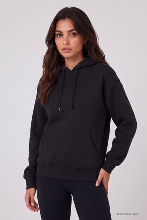 Standart Kapüşonlu 2li Paket Siyah-Ekru Kadın Sweatshirt - 97321