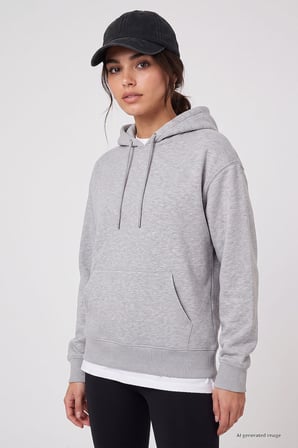 Standart Kapüşonlu 2li Paket Siyah-Gri Melanj Kadın Sweatshirt - 97321