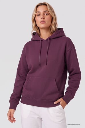 Standart Kapüşonlu 2li Paket Ekru-Soft Vişne Kadın Sweatshirt - 97321