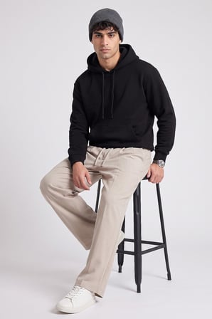Siyah Standart Kalıp Basic Erkek Sweatshirt - 88513