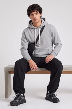 Gri Melanj Standart Kalıp Basic Erkek Sweatshirt - 88513