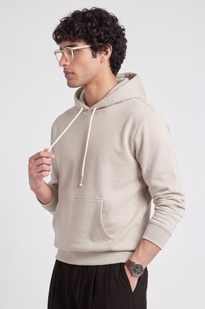 Bej Standart Kalıp Basic Erkek Sweatshirt - 88513