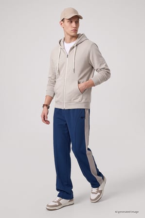 Bej Standart Kalıp Basic Fermuarlı Erkek Sweatshirt - 88514
