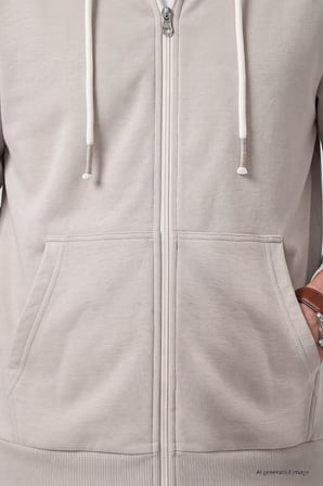 Bej Standart Kalıp Basic Fermuarlı Erkek Sweatshirt - 88514