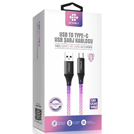 TYPE-C 5A RGB Işıklı Şarj Kablosu Arb-308