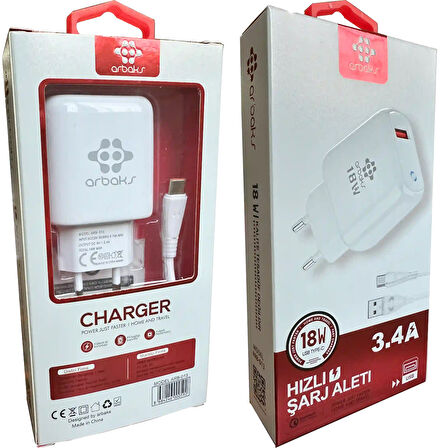 Led 18W 3.4A TYPE-C  Hızlı Şarj Aleti Arbaks Arb-013
