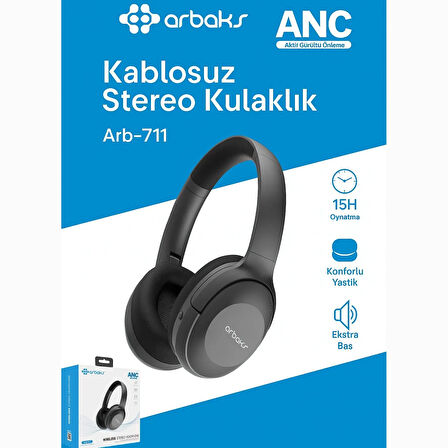ANC Aktif Gürültü Önleme, 15 Saat Oynatma Kulaklık Arbaks Arb-711