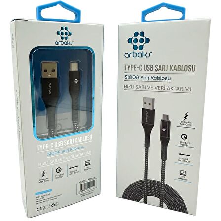 3.1A TYPE-C Şarj Kablosu Arbaks ARB-56