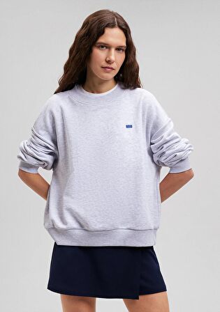 Mavi Bisiklet Yaka Basic Gri Sweatshirt 1S10087-80196