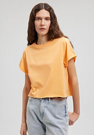 Mavi Sarı Crop Basic Tişört 168220-84617
