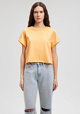 Mavi Sarı Crop Basic Tişört 168220-84617