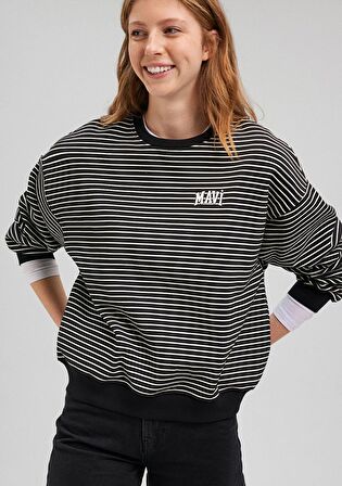 Mavi Logo Baskılı Siyah Sweatshirt 1S10100-85143