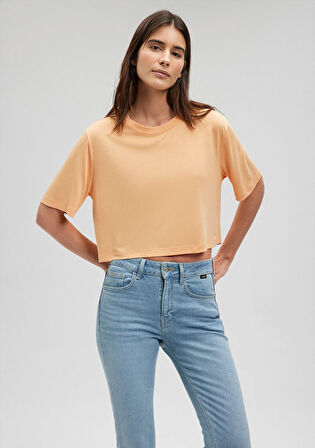 Lux Touch TENCEL TM Turuncu Basic Crop Tişört 1612231-71240