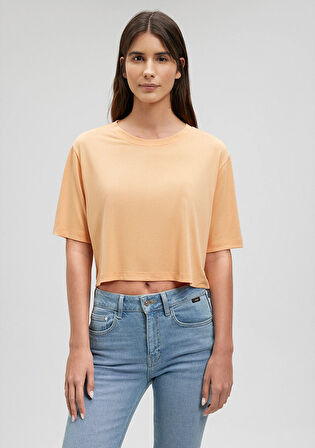 Lux Touch TENCEL TM Turuncu Basic Crop Tişört 1612231-71240