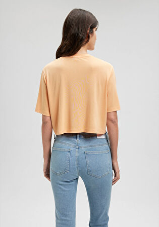 Lux Touch TENCEL TM Turuncu Basic Crop Tişört 1612231-71240