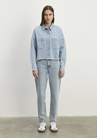 Vivi 90lar Açık Mavi Jean Gömlek 1210244-86442