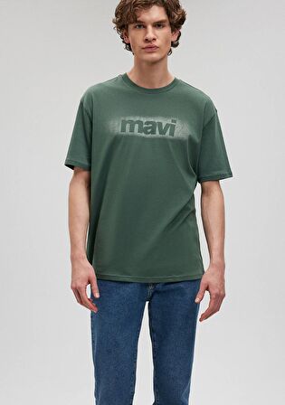 Mavi Logo Baskılı Yeşil Tişört 0612002-81570