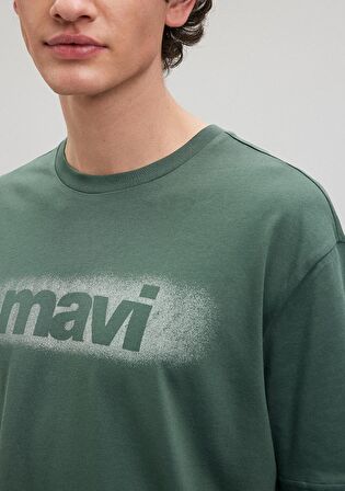 Mavi Logo Baskılı Yeşil Tişört 0612002-81570
