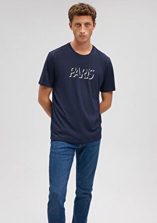 Mavi Paris Baskılı Lacivert Tişört 0611955-70490