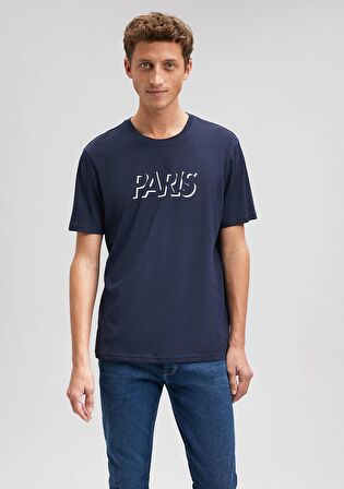 Mavi Paris Baskılı Lacivert Tişört 0611955-70490