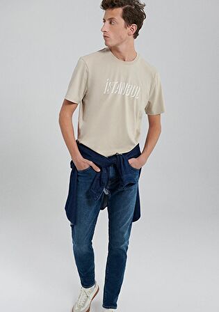 Mavi İstanbul Baskılı Bej Tişört 0611956-82393