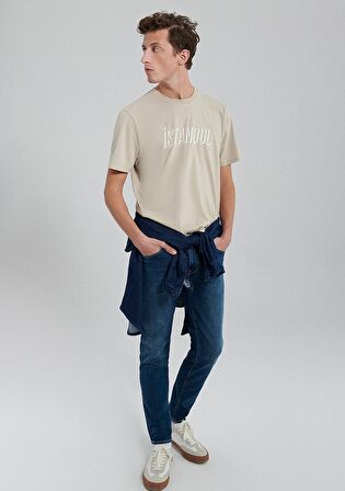 Mavi İstanbul Baskılı Bej Tişört 0611956-82393