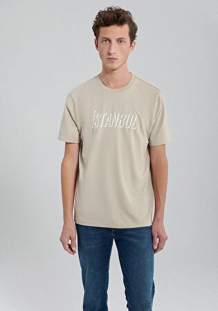 Mavi İstanbul Baskılı Bej Tişört 0611956-82393