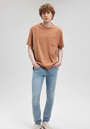 Mavi Bisiklet Yaka Kahverengi Basic Tişört 066248-70277