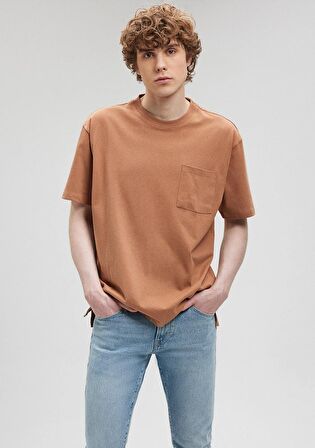 Mavi Bisiklet Yaka Kahverengi Basic Tişört 066248-70277