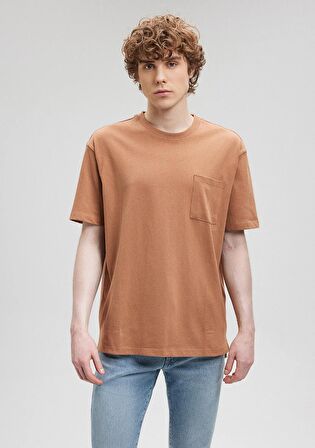 Mavi Bisiklet Yaka Kahverengi Basic Tişört 066248-70277