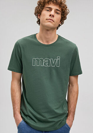 Mavi Logo Baskılı Yeşil Tişört 065781-81570