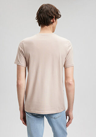 Mavi Logo Baskılı Bej Tişört 066846-70043