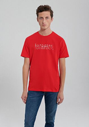 Mavi İstanbul Baskılı Kırmızı Tişört 067115-70471