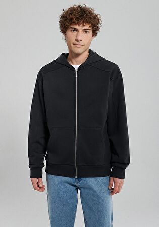 Mavi Kapüşonlu Fermuarlı Siyah Basic Sweatshirt 0S10095-900